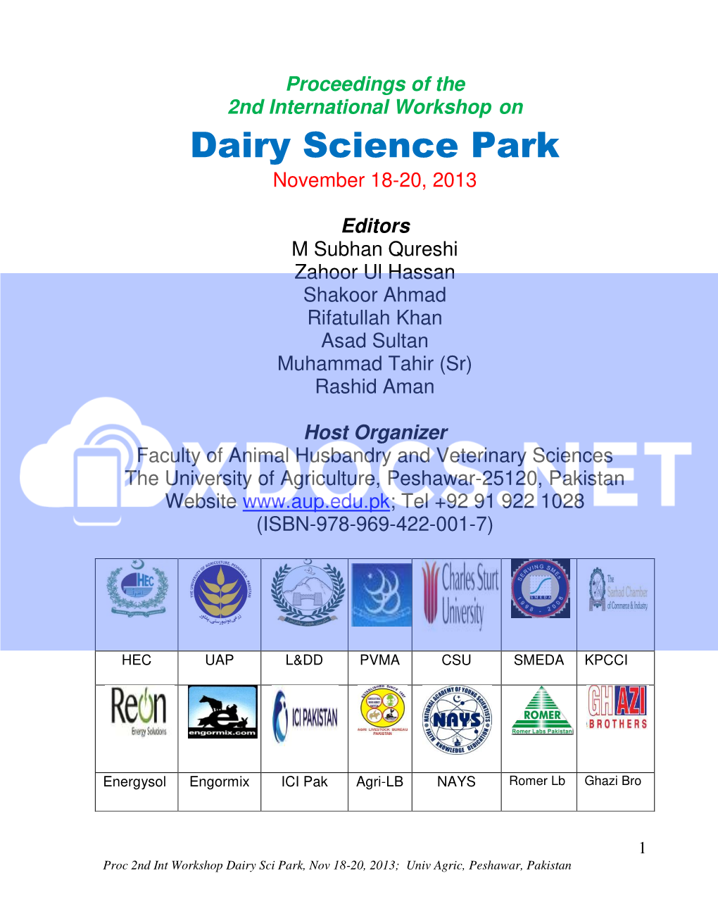 Dairy Science Park November 18-20, 2013