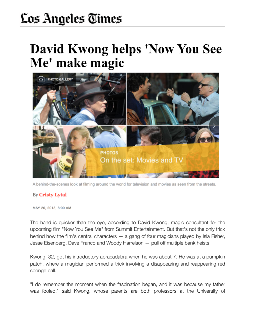 David Kwong Helps 'Now You See Me' Make Magic