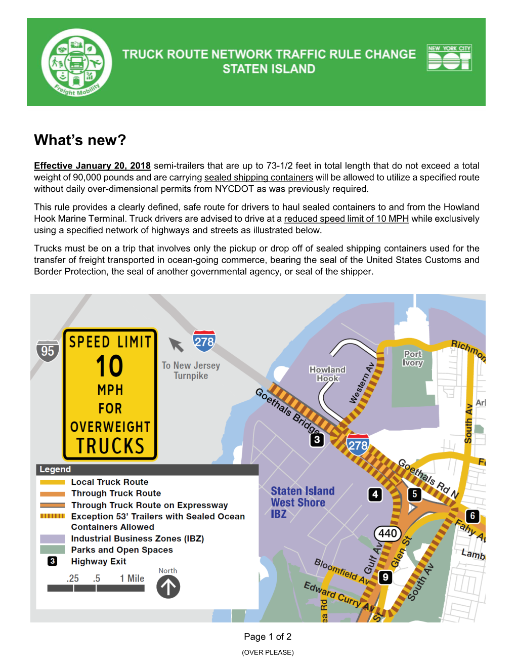 Details on Truck Route Changes in Staten Island
