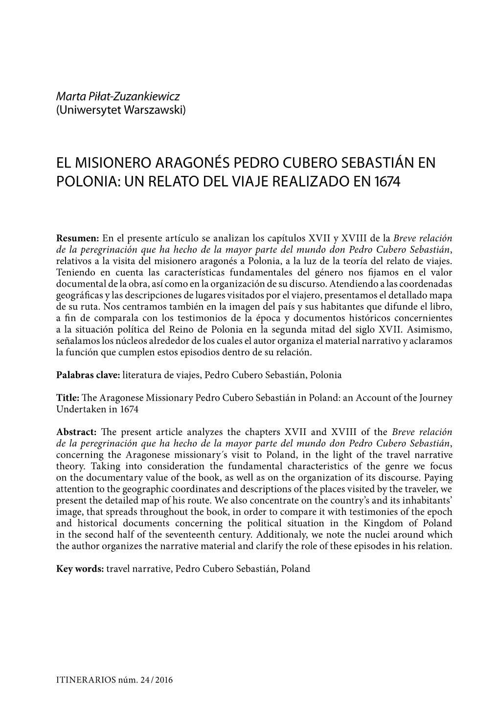 El Misionero Aragonés Pedro Cubero Sebastián En Polonia: Un Relato Del Viaje Realizado En 1674
