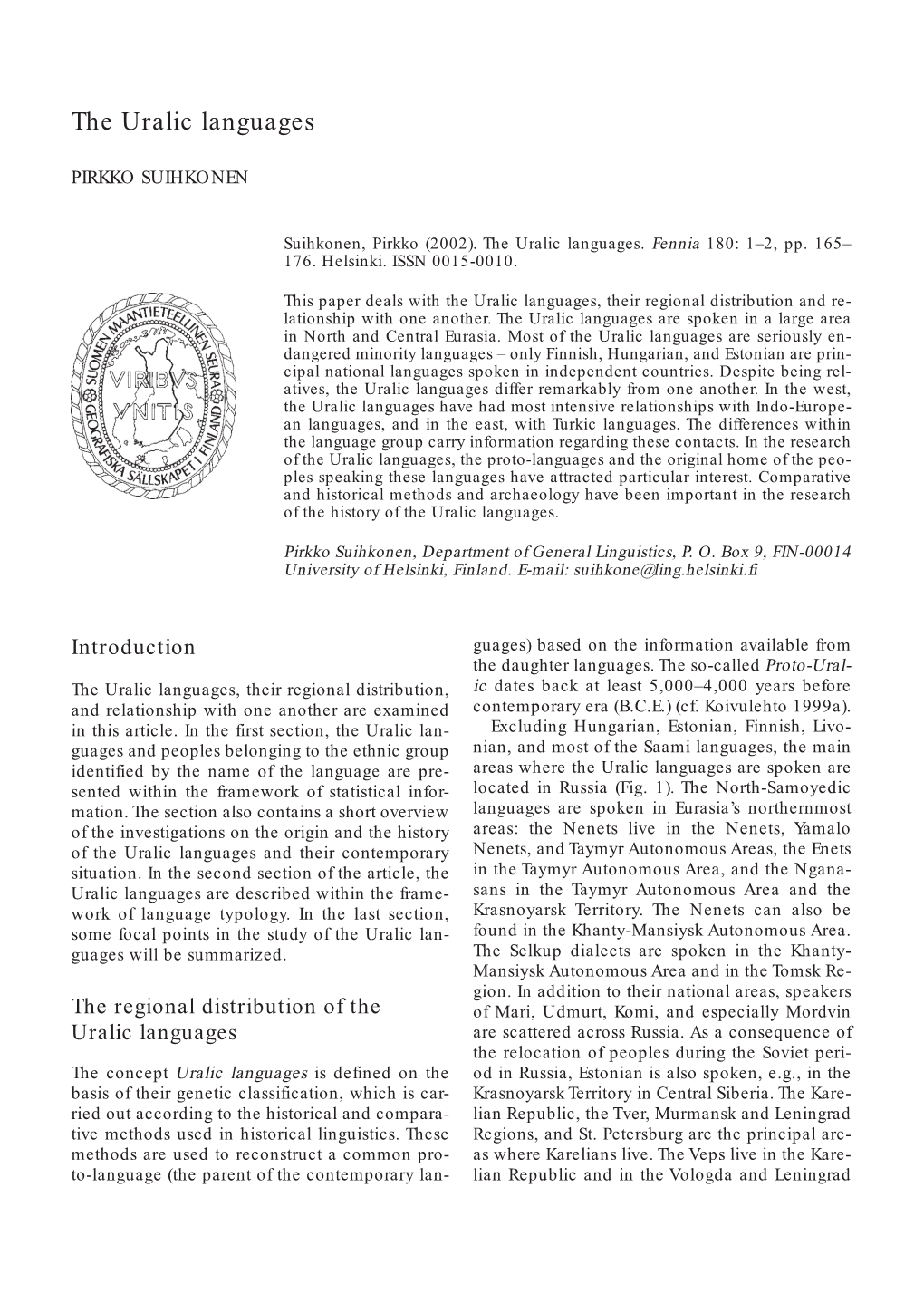 The Uralic Languages