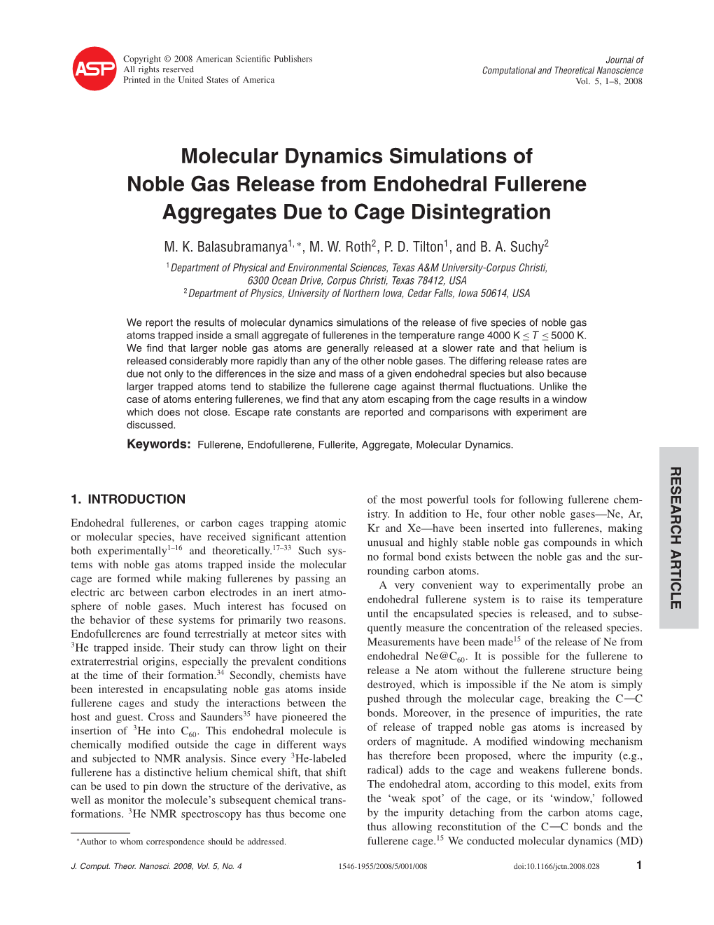 Molecular Dynamics Simulations of Noble Gas Release From