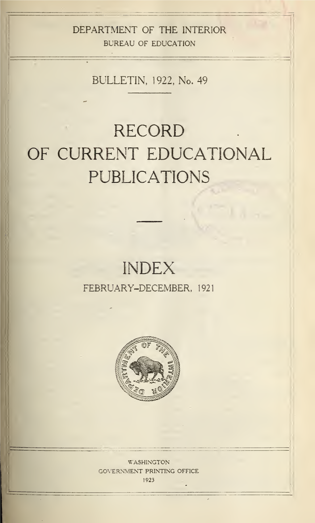 Record of Current Educational Publications. Index: February