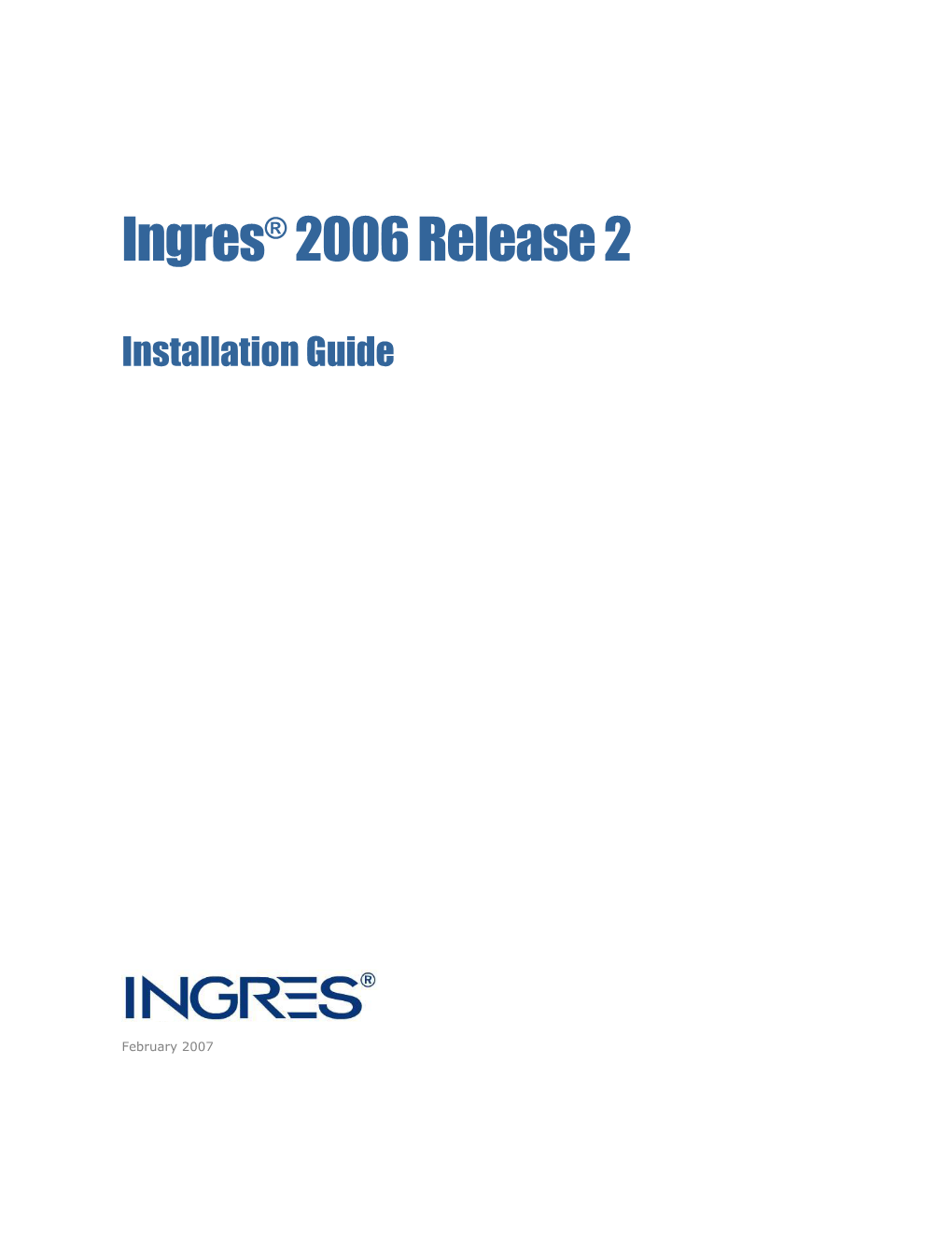 Ingres 2006 R2 Installation Guide