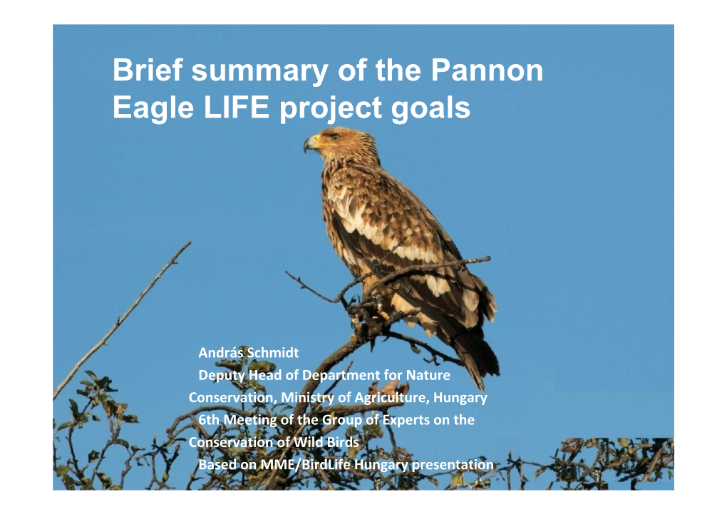 Pannon Eagle LIFE Project Goals