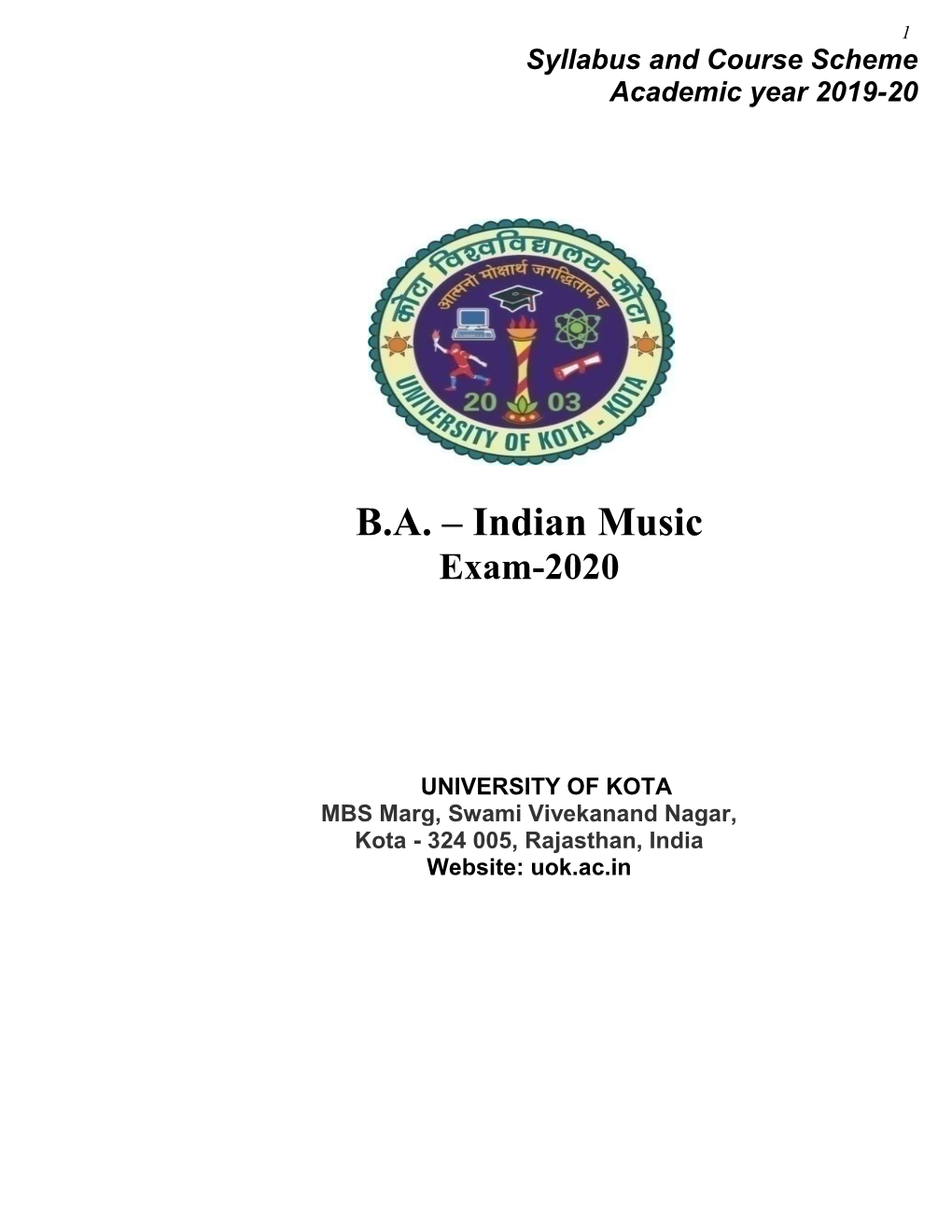 BA – Indian Music