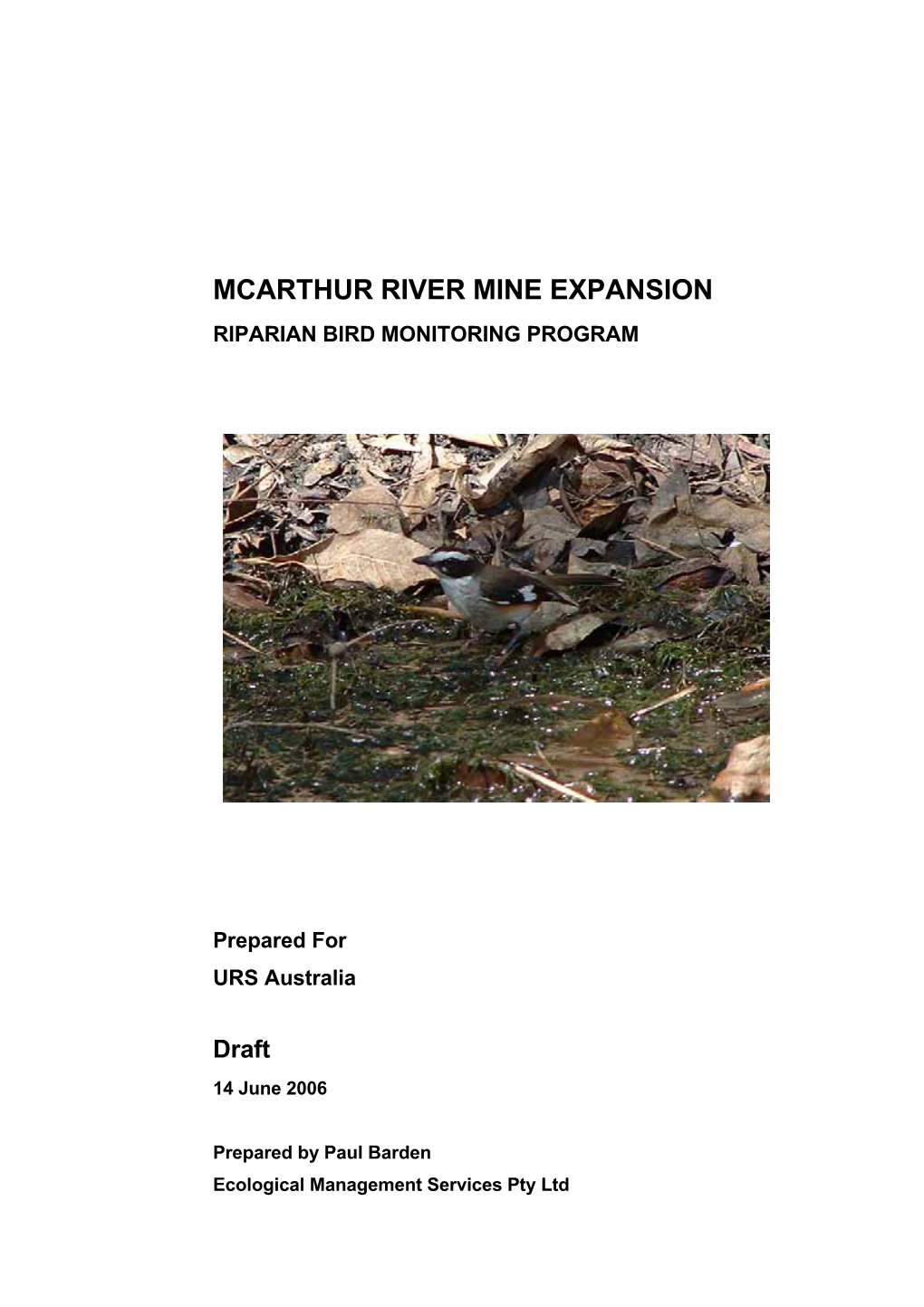 Mcarthur River Mine Expansion Riparian Bird Monitoring Program