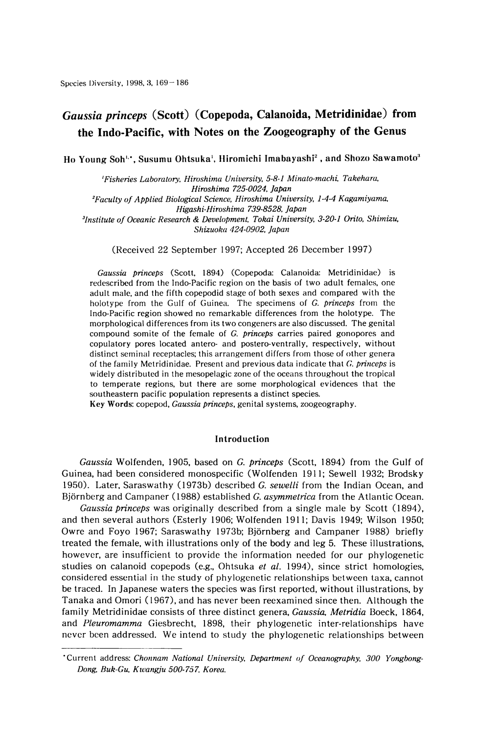 Gaussia Princeps (Scott) (Copepoda, Calanoida, Metridinidae) from the Indo-Pacific, with Notes on the Zoogeography of the Genus