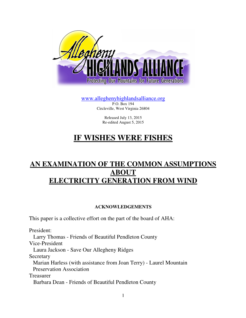 "If Wishes Were Fishes" an Examination of the Common Assumptions About Electricity Generation