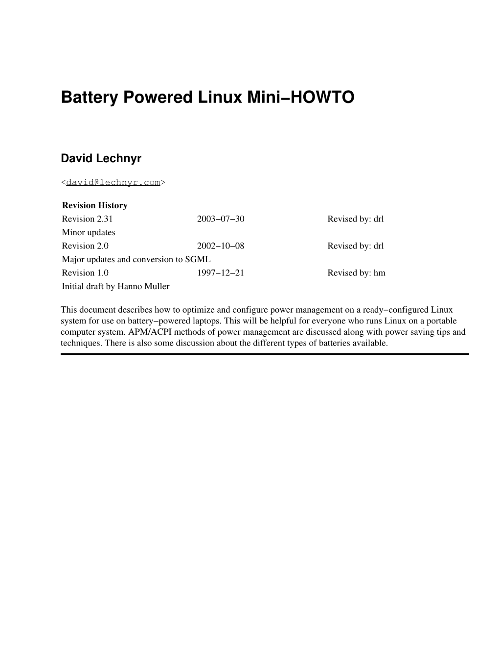 Battery Powered Linux Mini-HOWTO