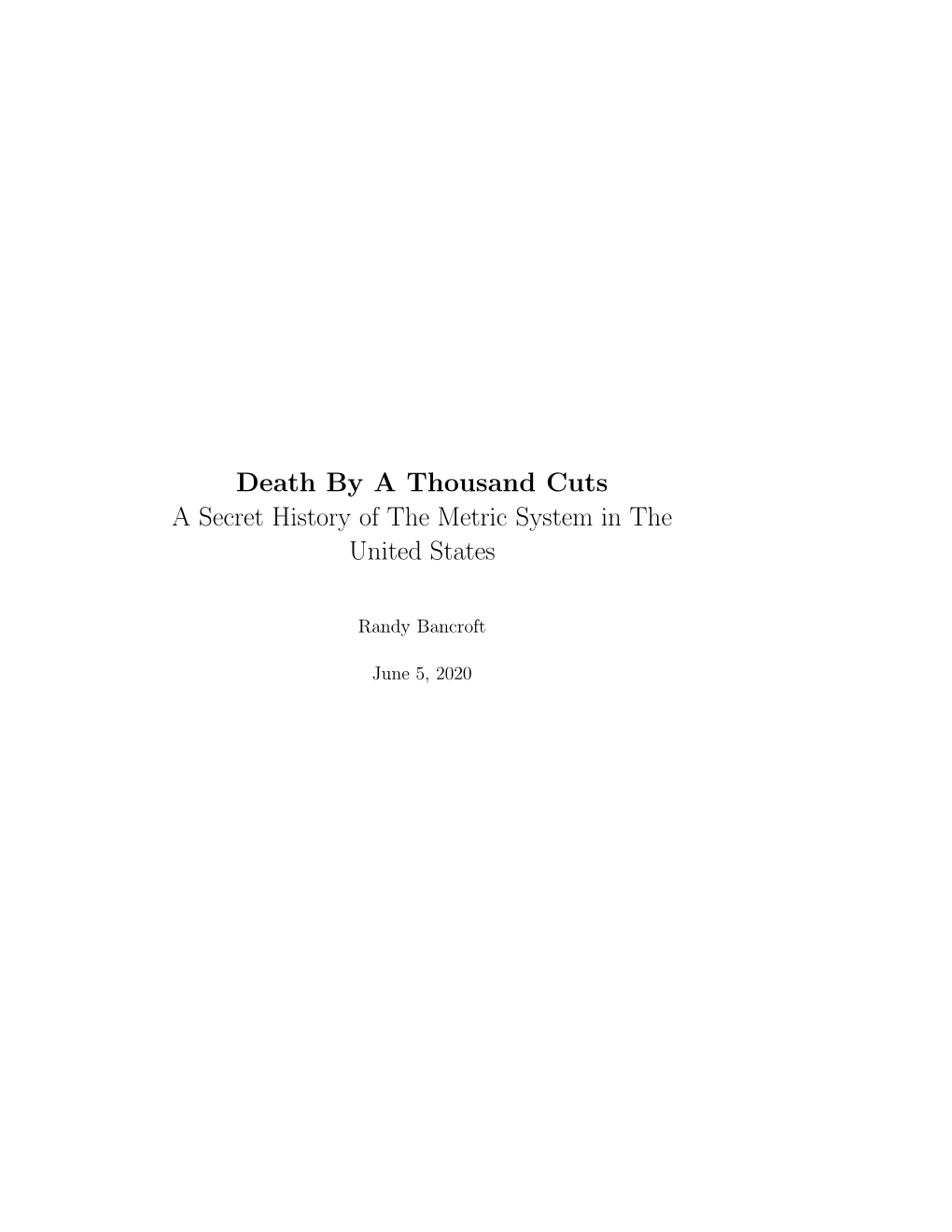 Death by 1000 Cuts Full Monograph 2020-06-05