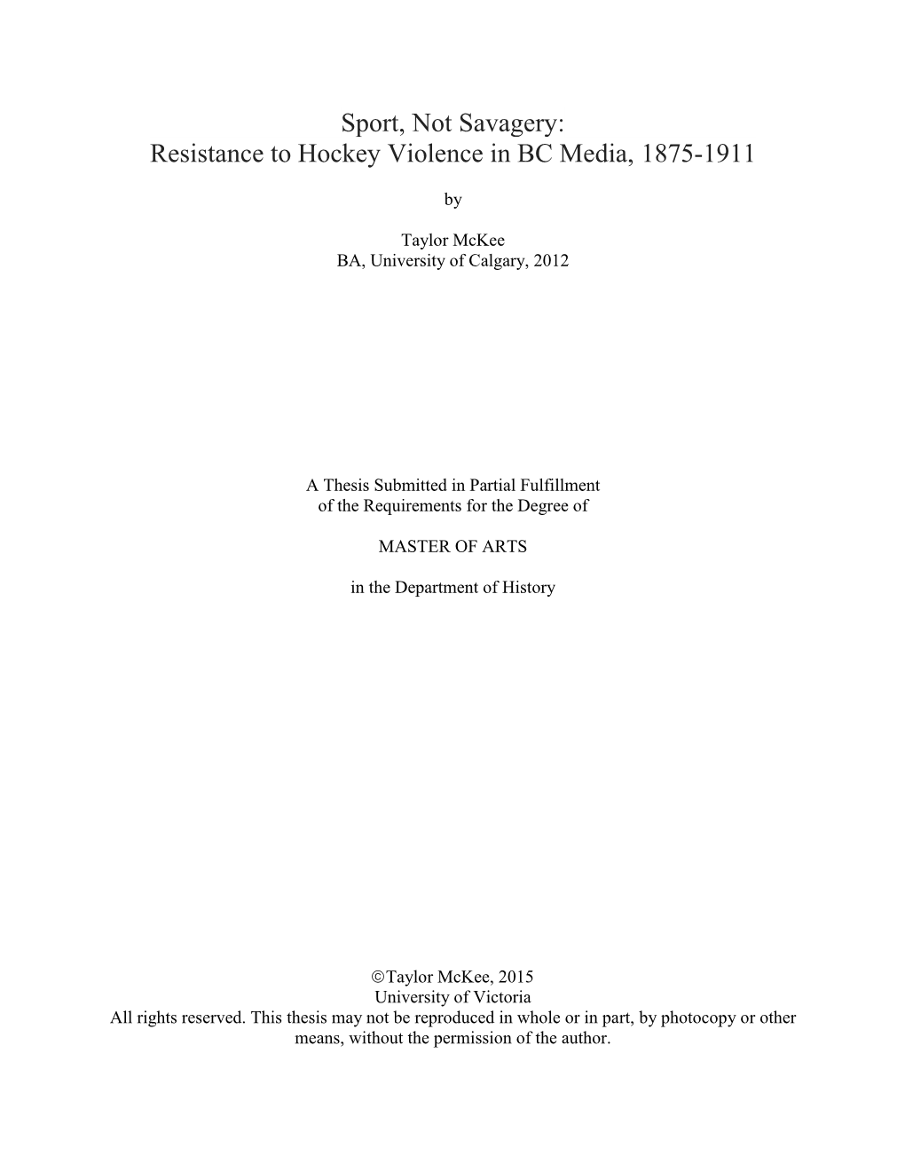 Resistance to Hockey Violence in BC Media, 1875-1911