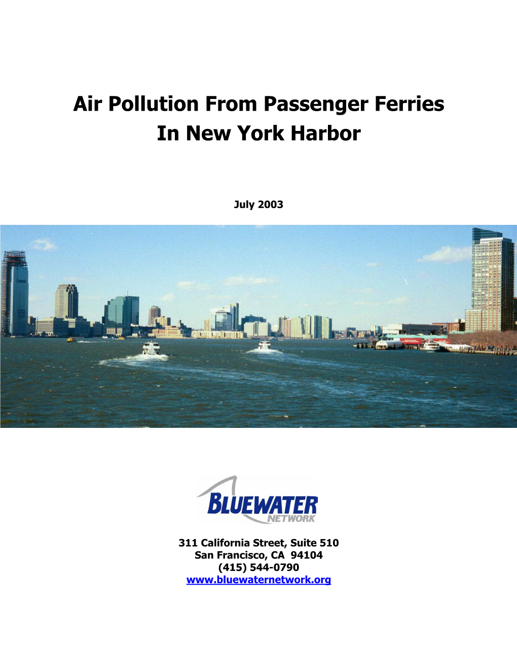 Air Pollution from Passenger Ferries in New York Harbor