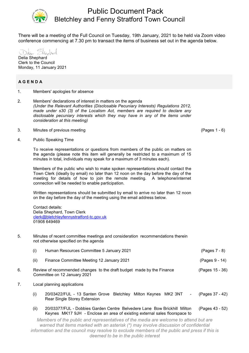 (Public Pack)Agenda Document for Full Council, 19/01/2021 19:30
