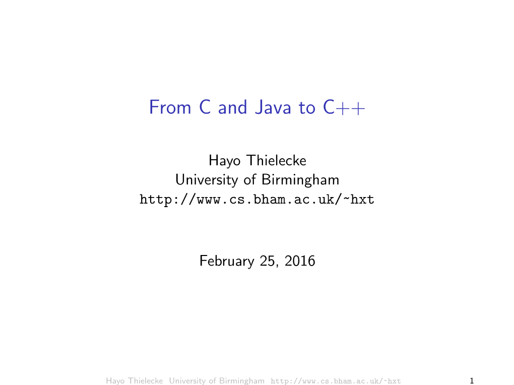From C and Java to C++