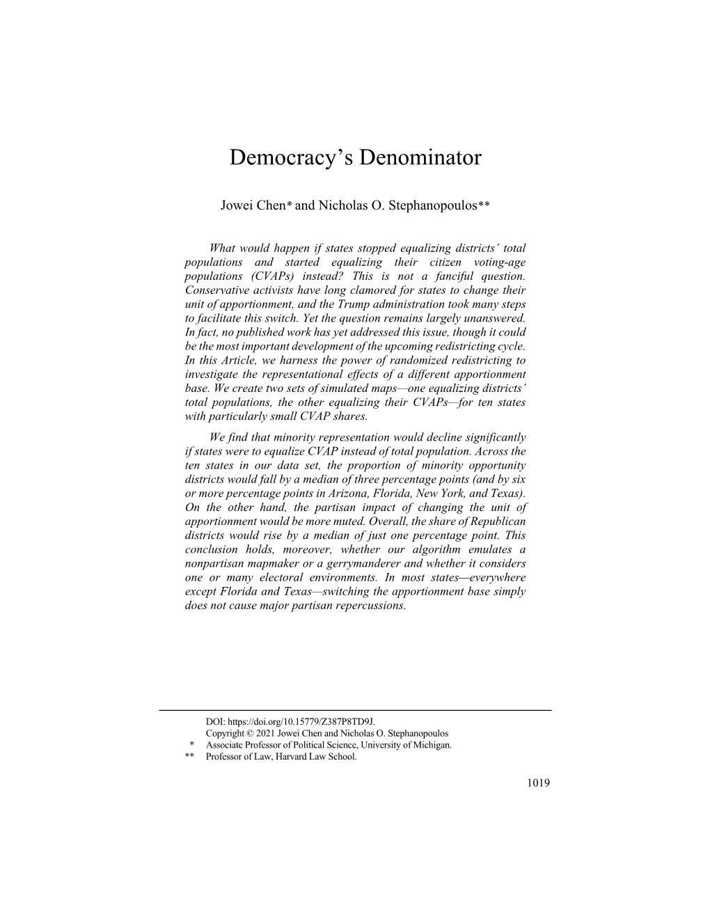 Democracy's Denominator