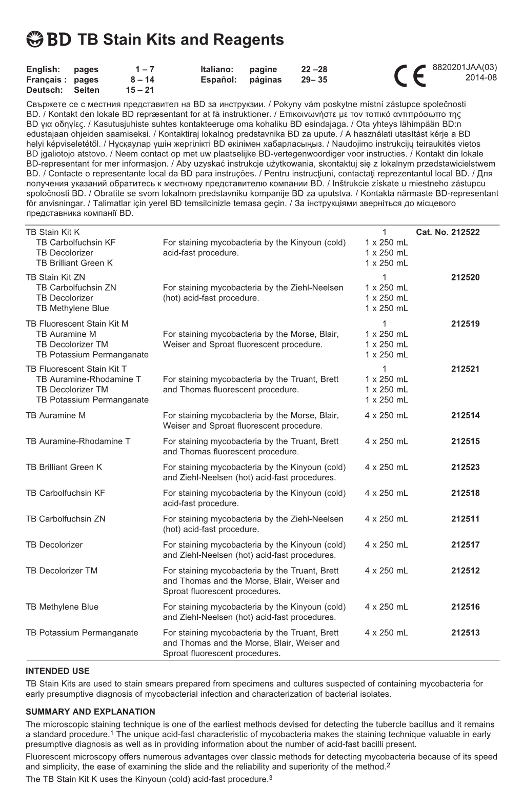 B TB Stain Kits and Reagents