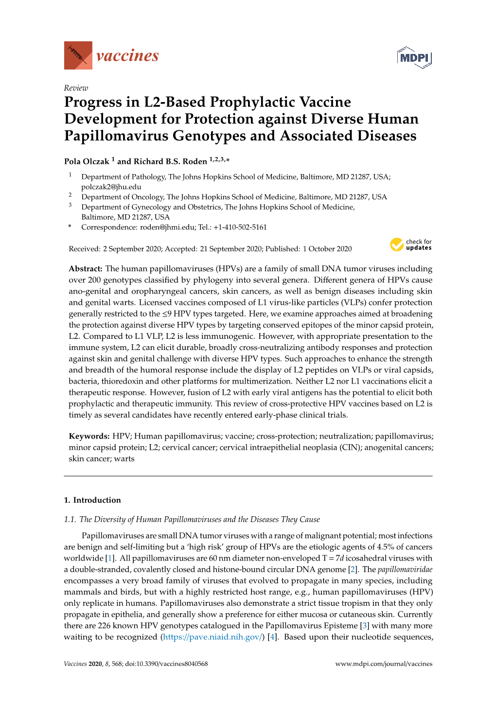 Progress in L2-Based Prophylactic Vaccine Development for Protection Against Diverse Human Papillomavirus Genotypes and Associated Diseases
