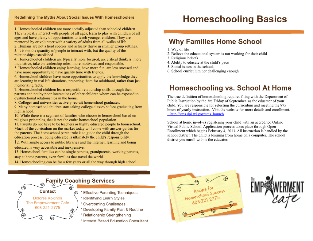 Homeschooling Booklet