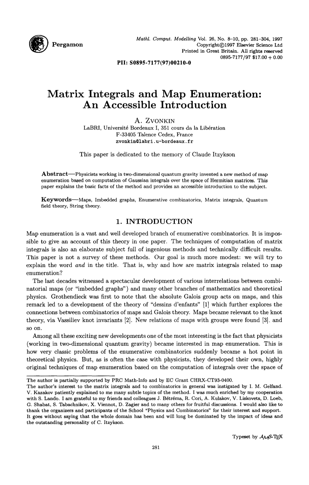 Matrix Integrals and Map Enumeration: an Accessible Introduction