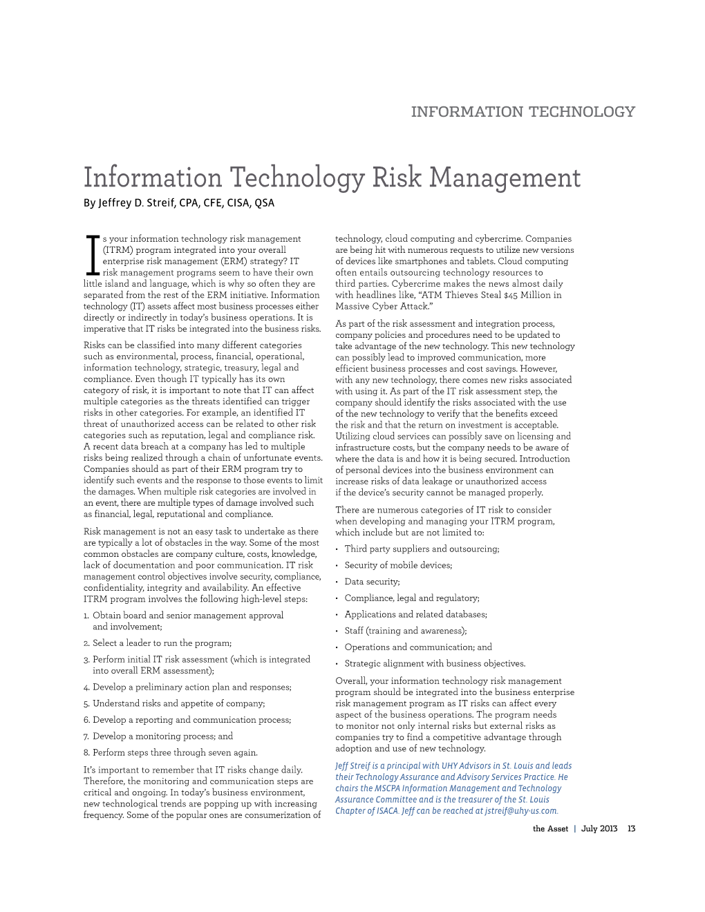 Information Technology Risk Management by Jeffrey D