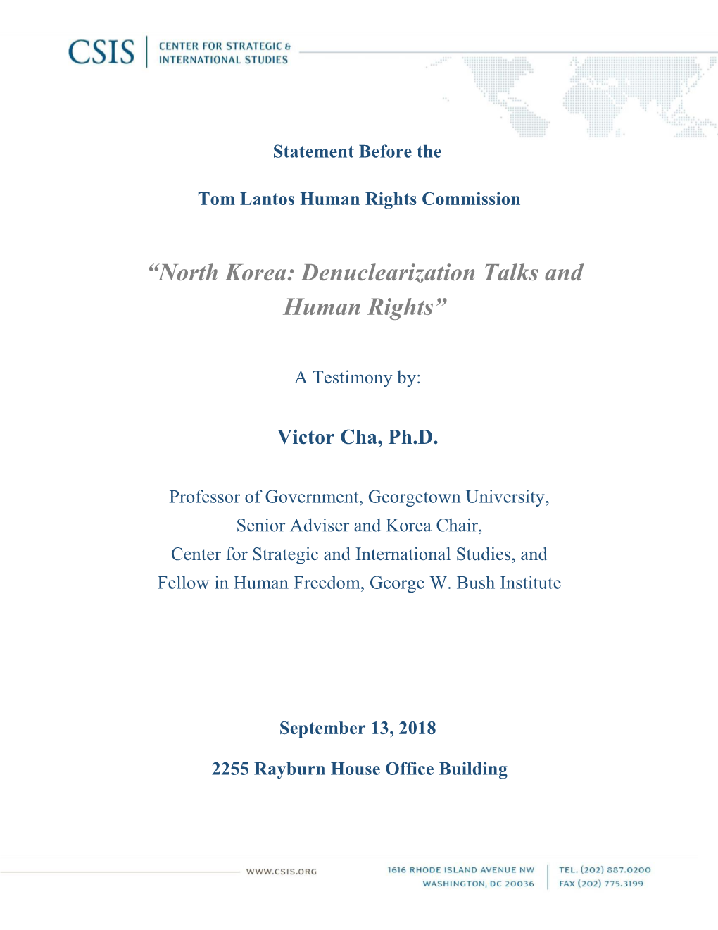 “North Korea: Denuclearization Talks and Human Rights”