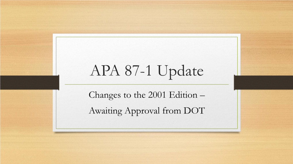 2018 Apa Standard 87-1A Standard for The