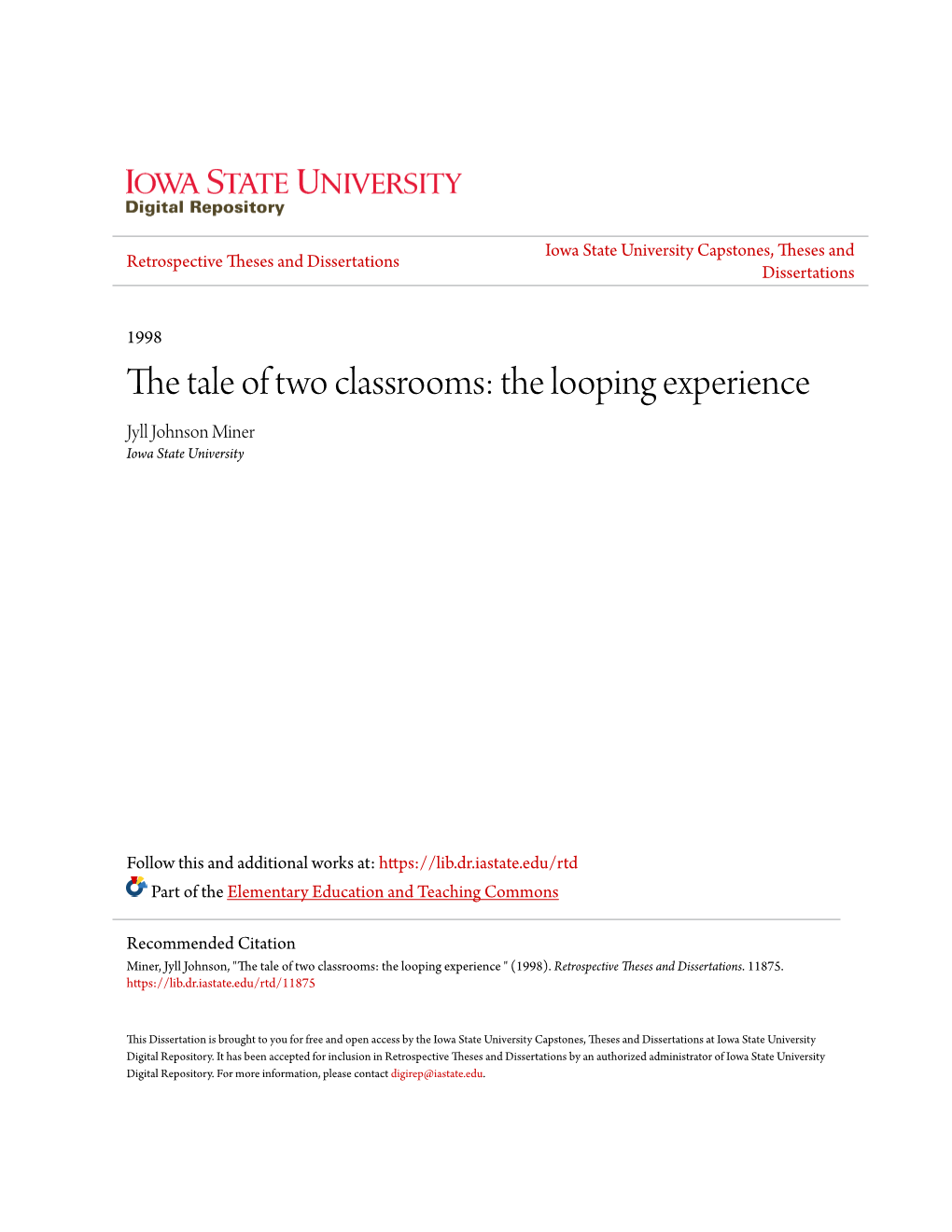 The Tale of Two Classrooms: the Looping Experience