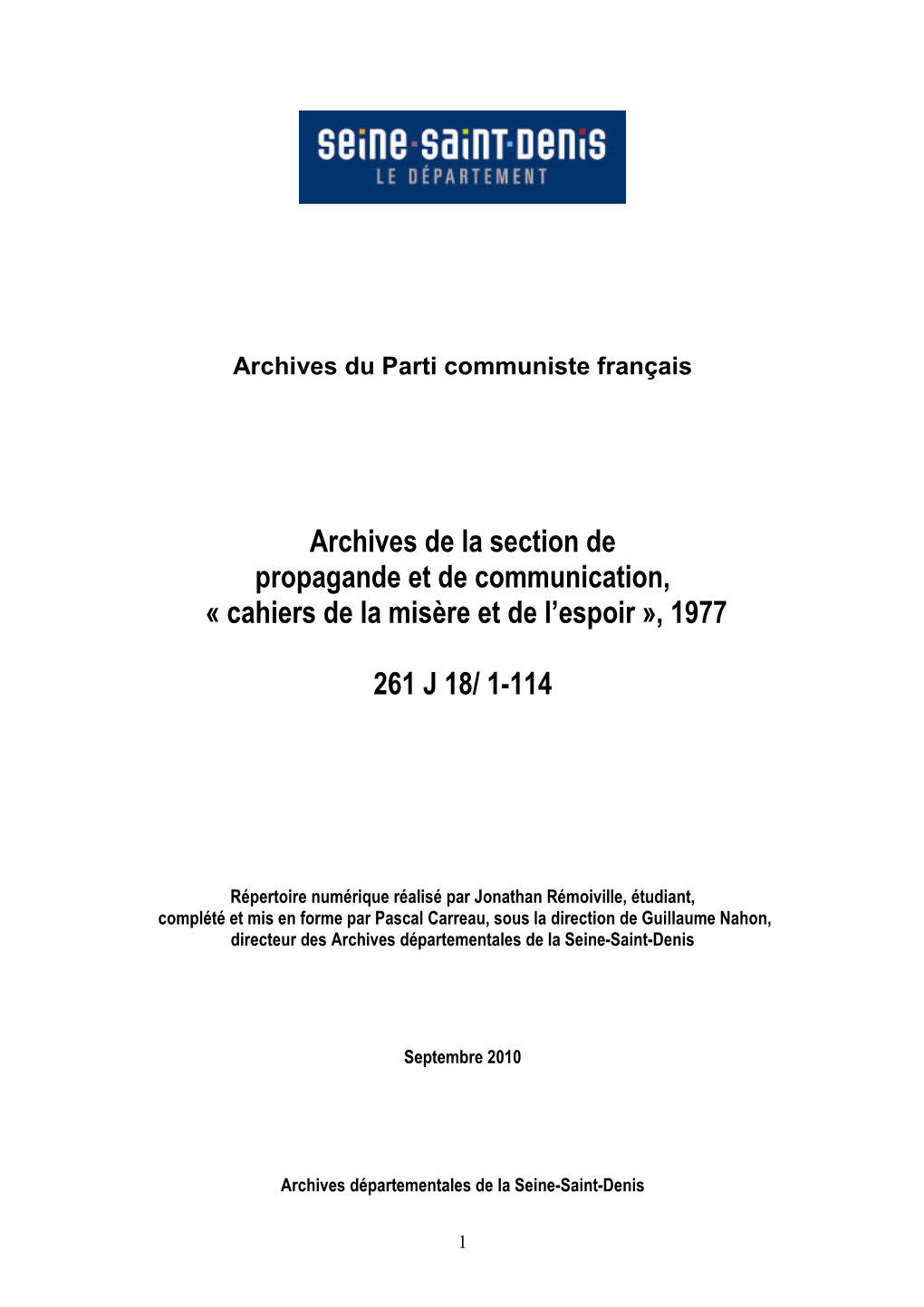 Archives Du Parti Communiste Français