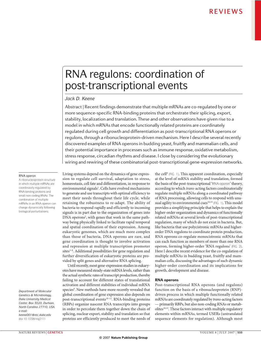 RNA Regulons: Coordination of Post-Transcriptional Events