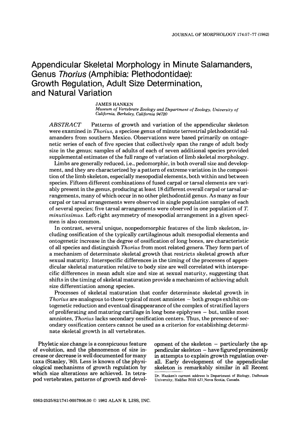 Appendicular Skeletal Morphology in Minute Salamanders