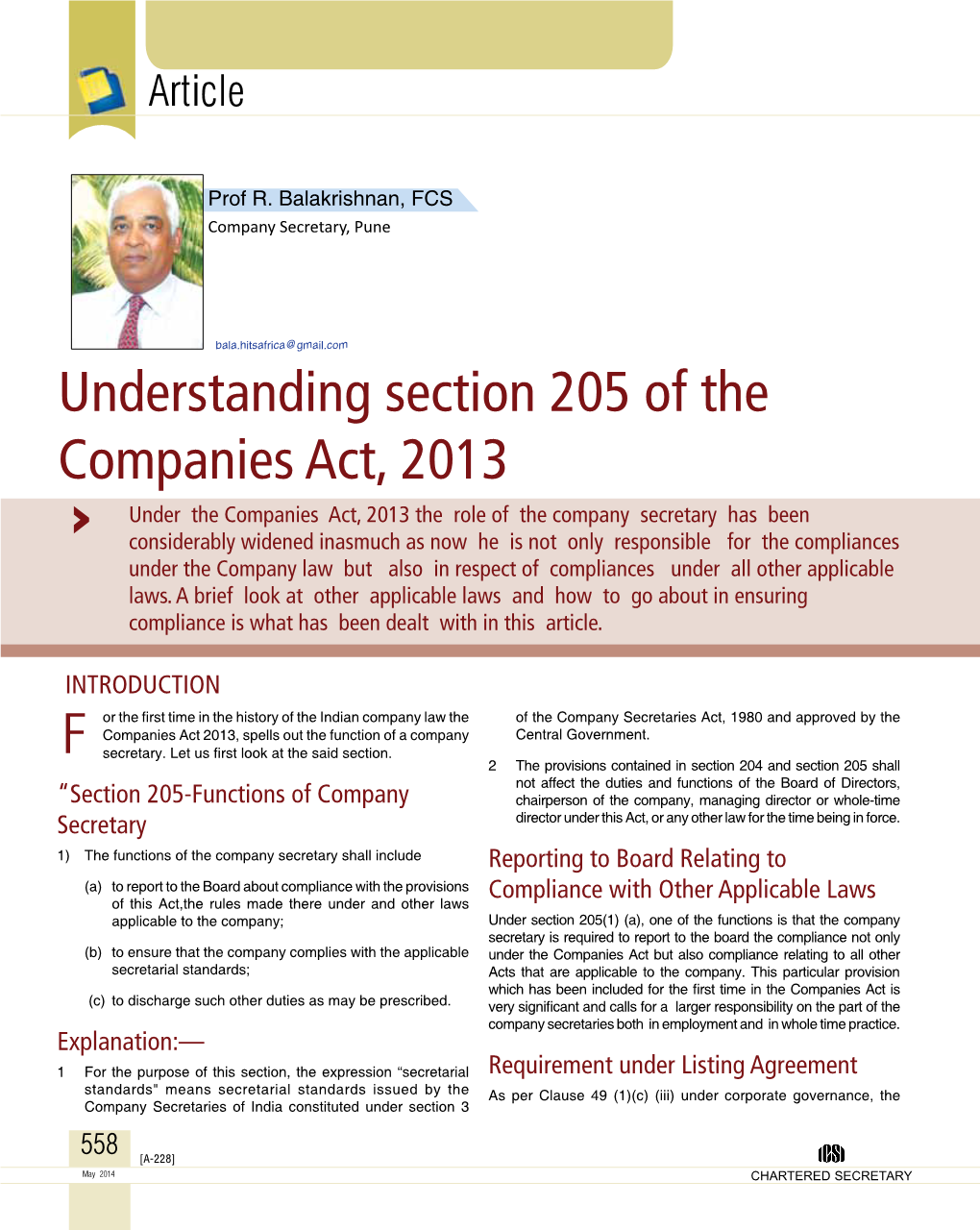 Understanding Section 205 of the Companies Act, 2013