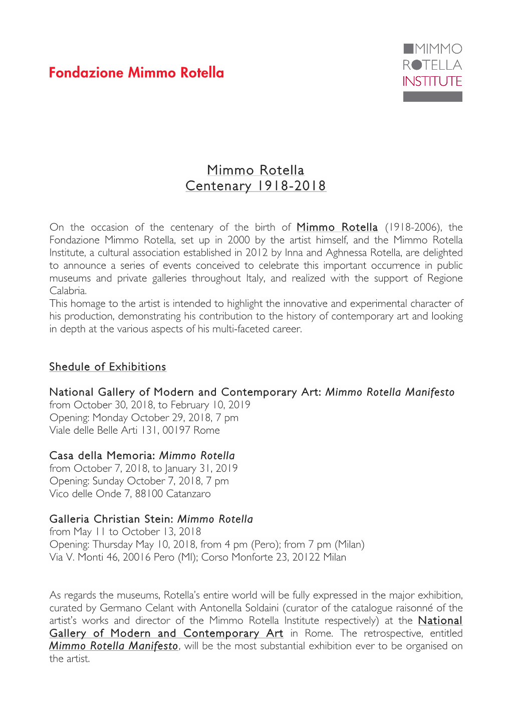 Mimmo Rotella Centenary 1918-2018