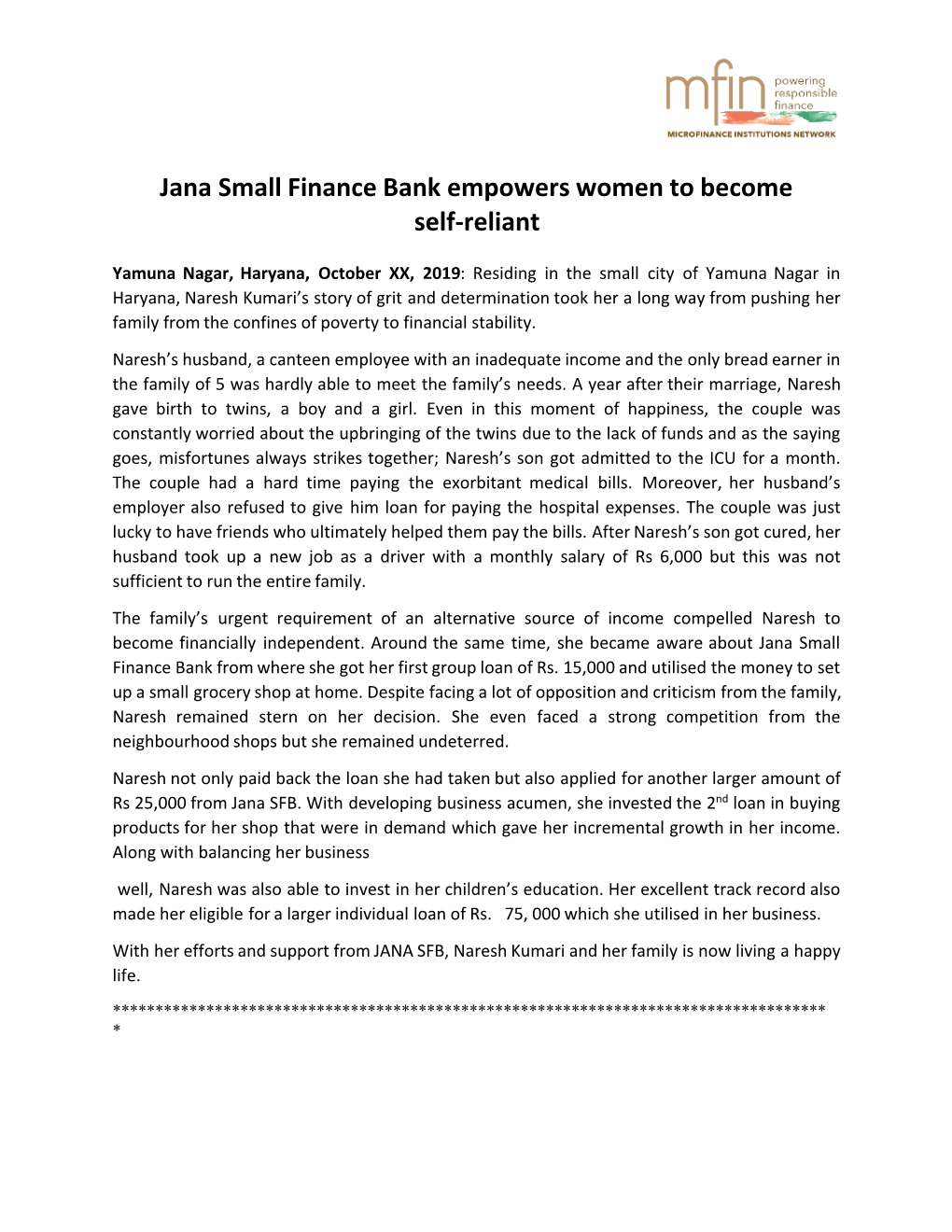 Jana Small Finance Bank Empowers Women to Become Self-Reliant