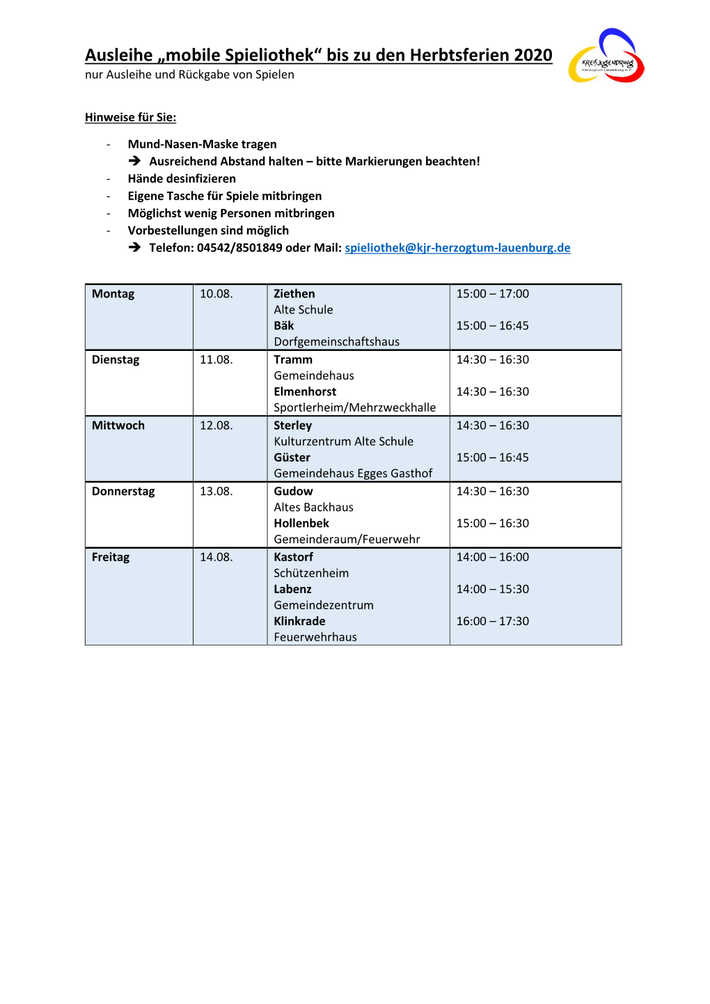 „Mobile Spieliothek“ Bis Zu Den Herbtsferien 2020 Nur Ausleihe Und Rückgabe Von Spielen