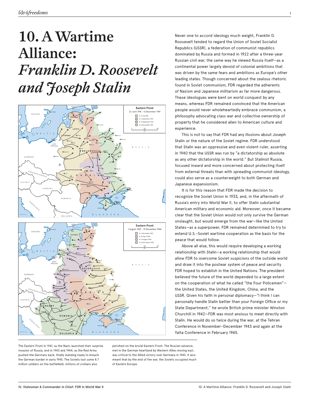 10. a Wartime Alliance: Franklin D. Roosevelt and Joseph Stalin Fdr4freedoms 2