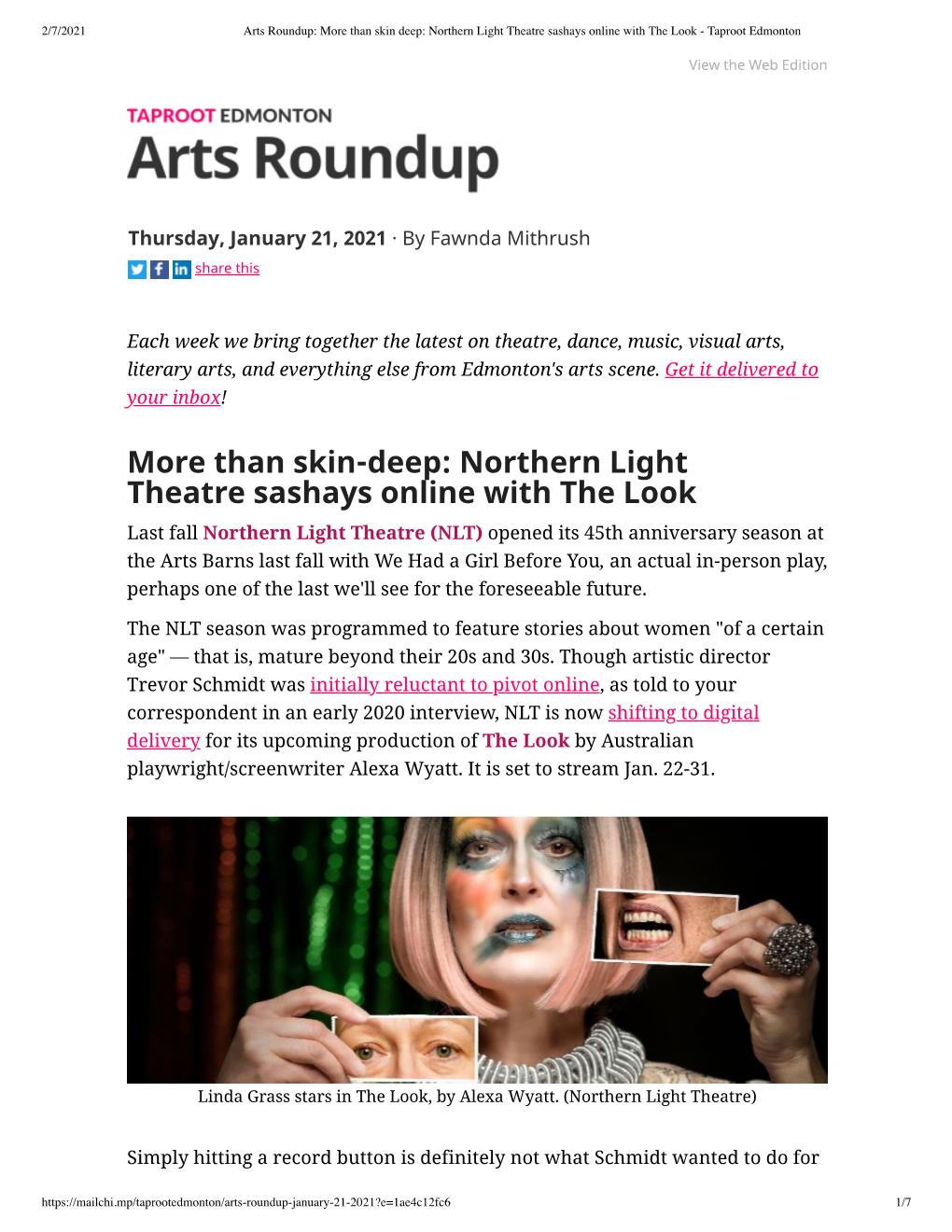 More Than Skin-Deep: Northern Light Theatre Sashays Online with the Look
