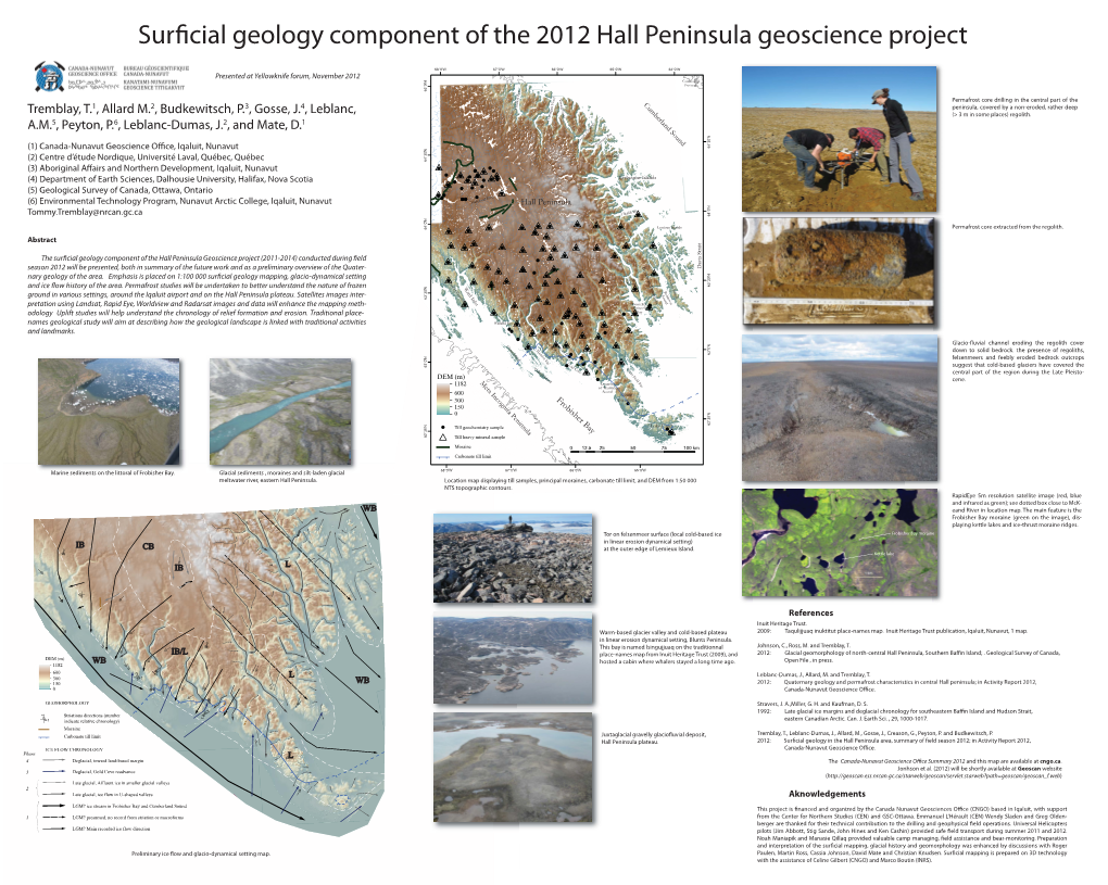 Surficial Geology Component of the 2012 Hall Peninsula Geoscience Project