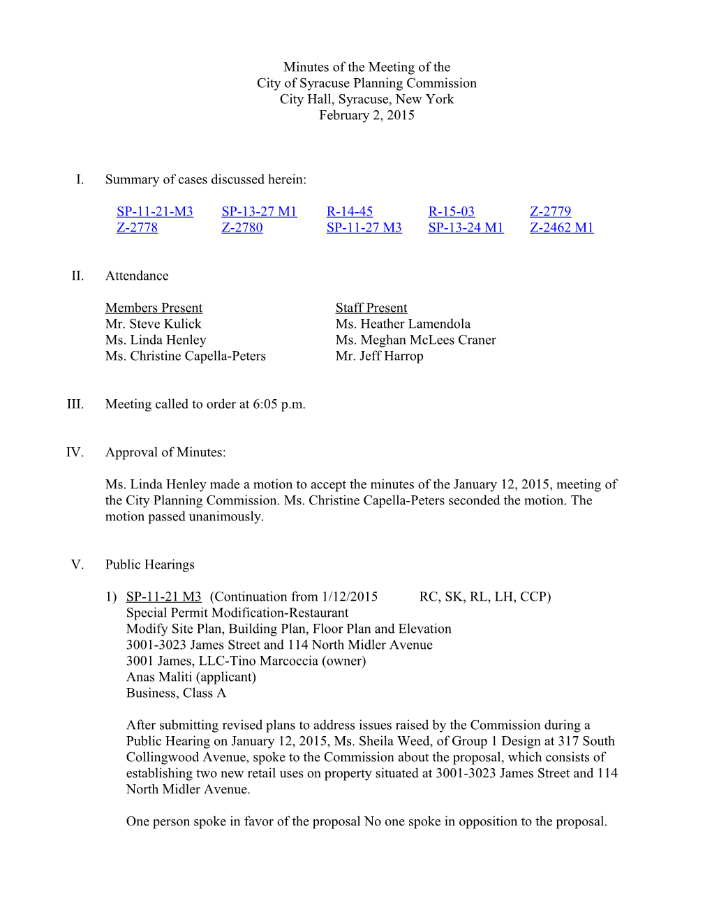 Minutes for the Meeting of the Page 6 of 6