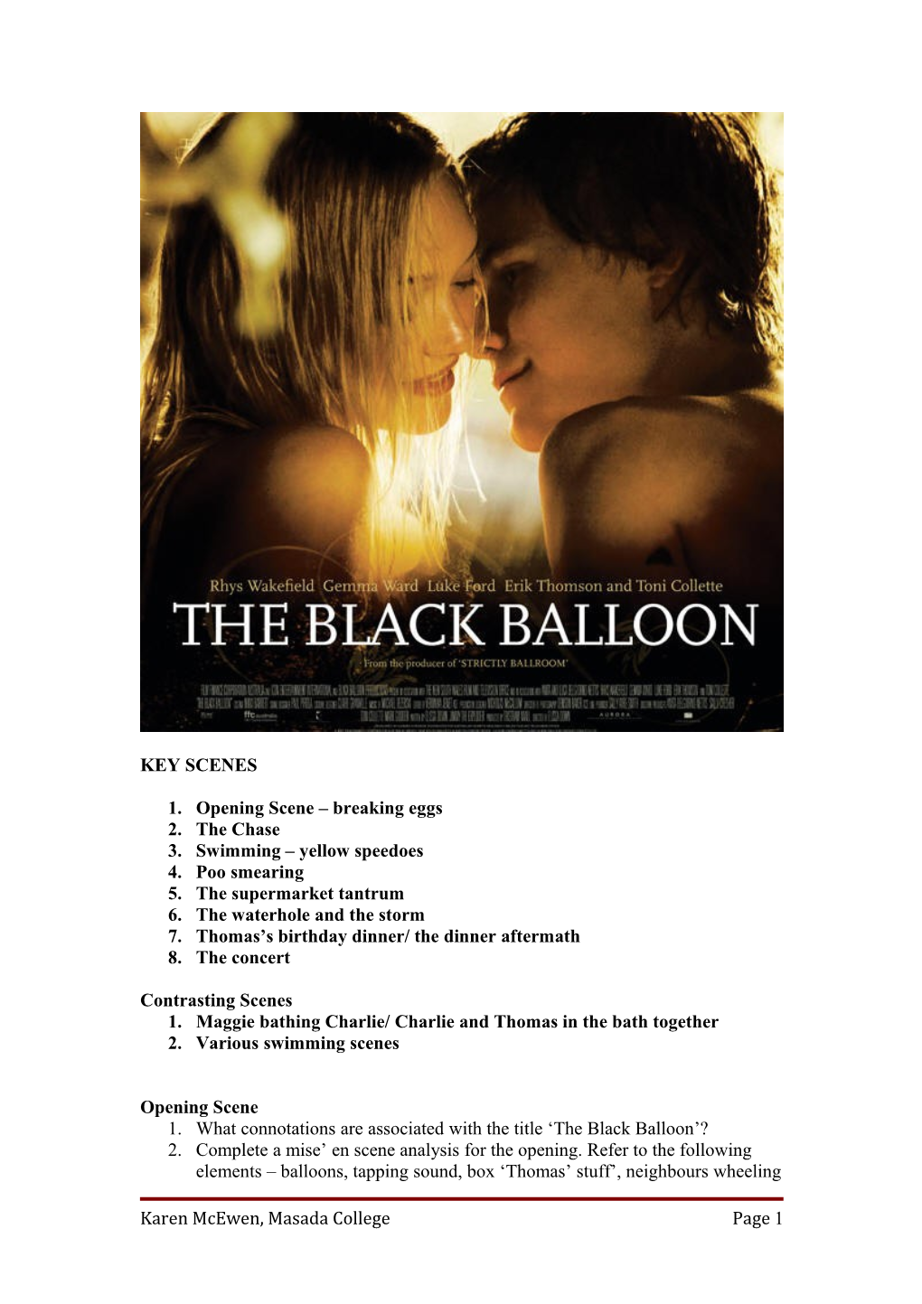 The Black Balloon - Key Scenes