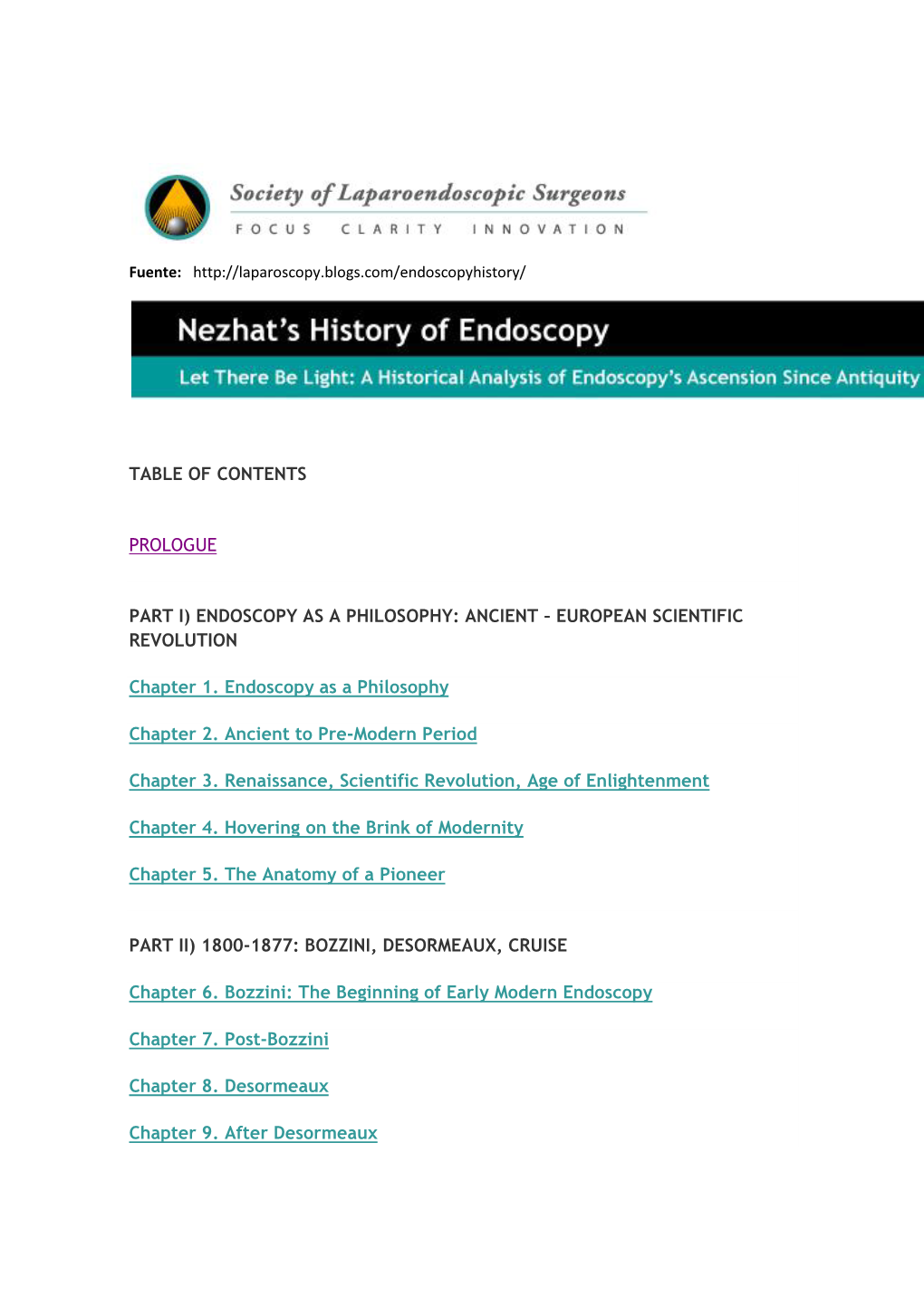 EUROPEAN SCIENTIFIC REVOLUTION Chapter 1. Endoscopy As