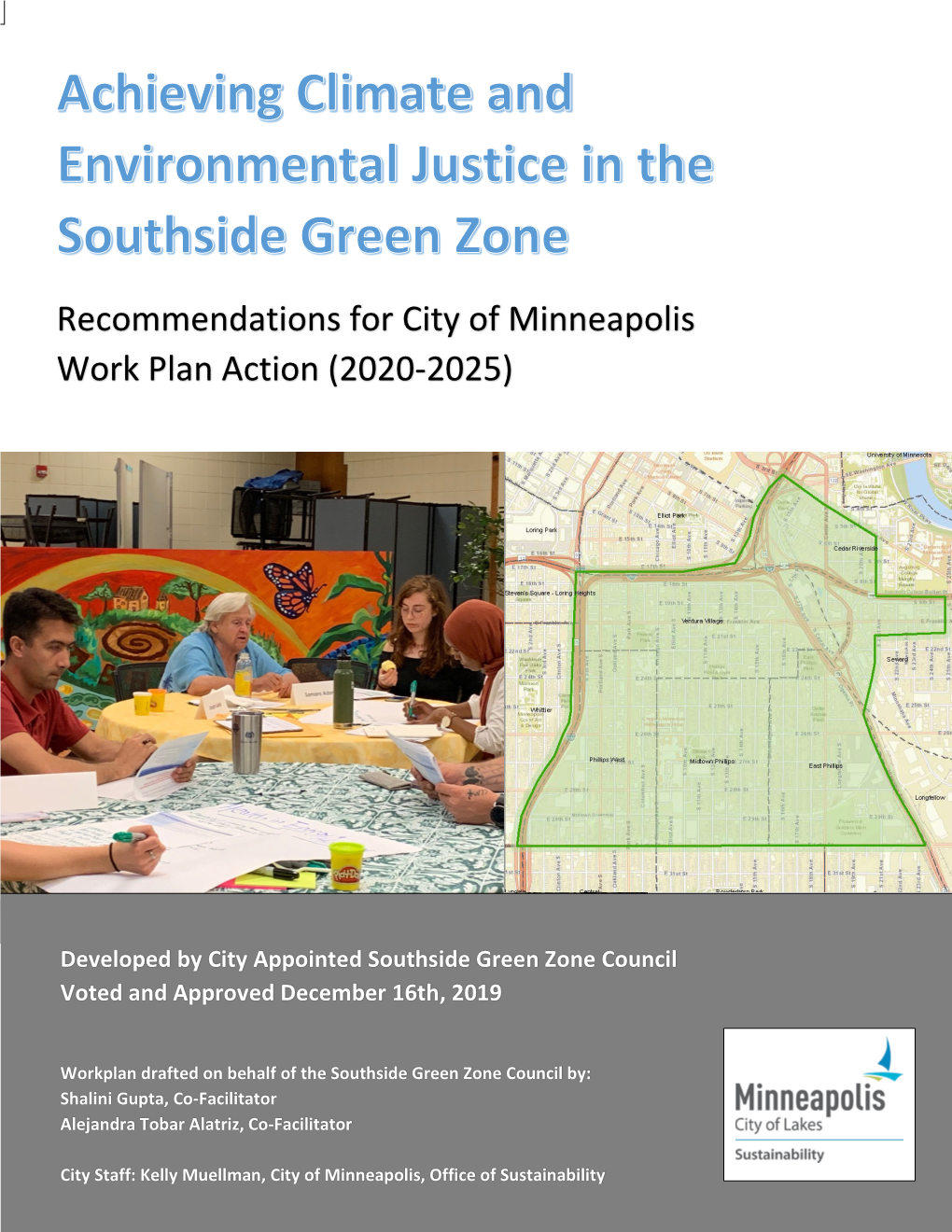 Recommendations for City of Minneapolis Work Plan Action (2020-2025)