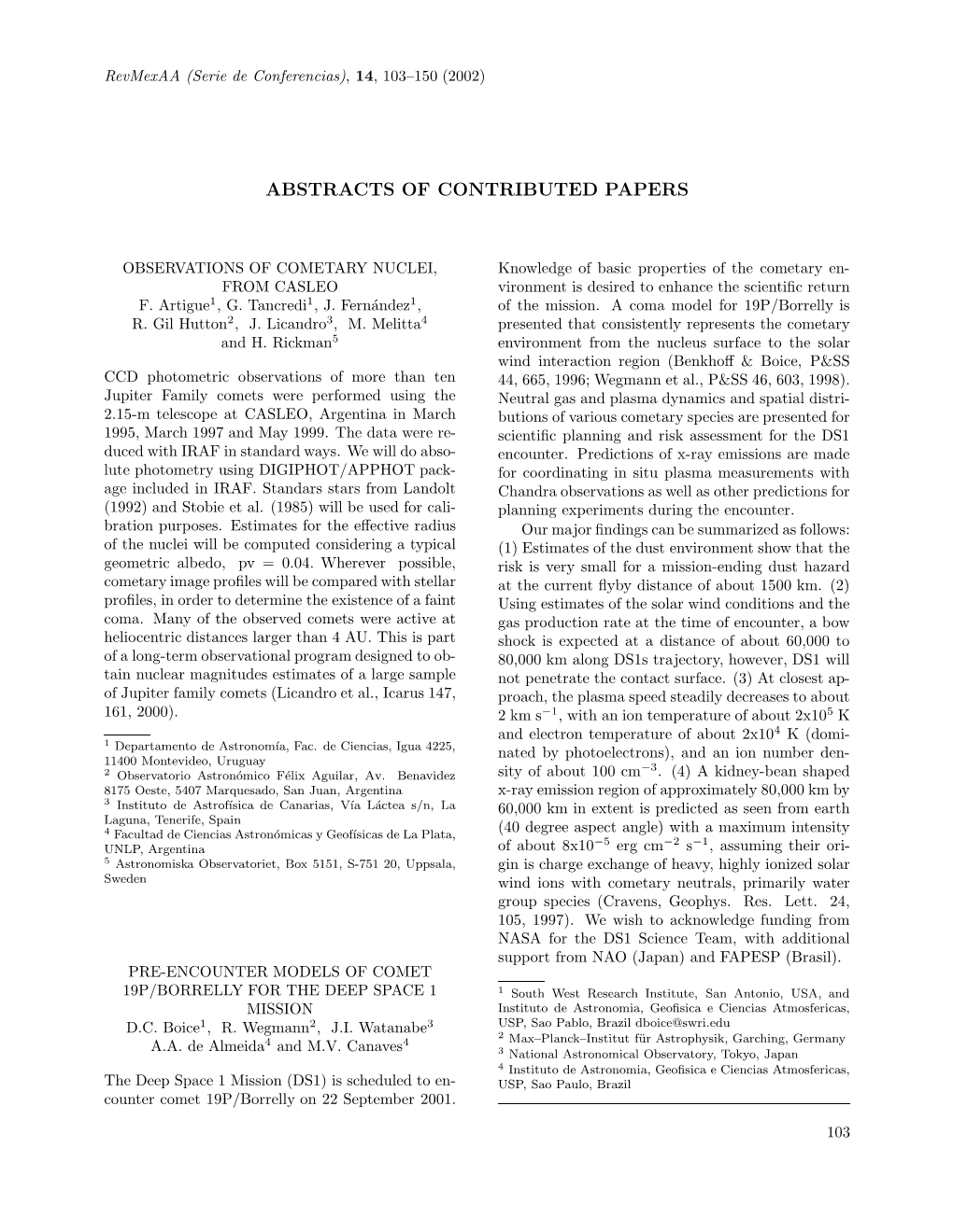 Abstracts of Contributed Papers