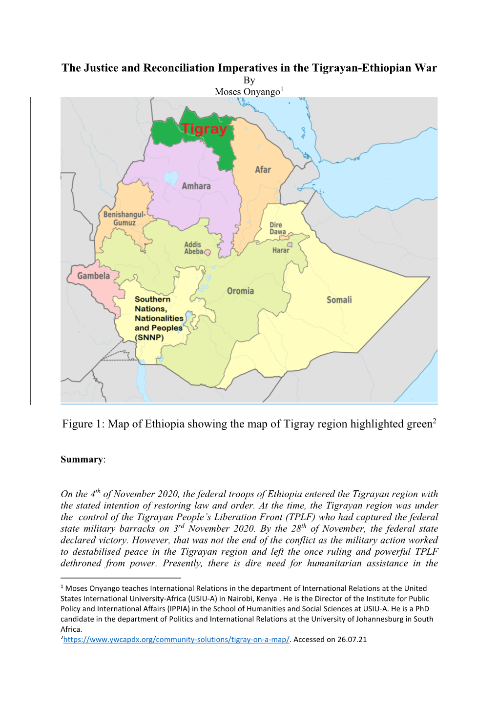 The Justice and Reconciliation Imperatives in the Tigrayan-Ethiopian War by Moses Onyango1