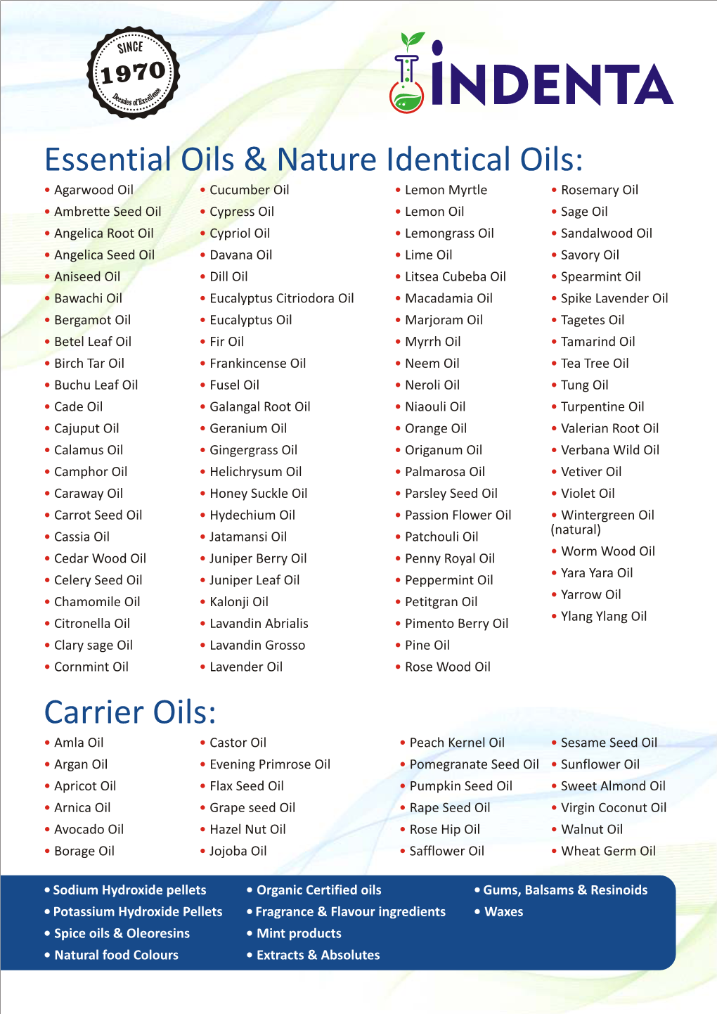 Essential Oils & Nature Identical Oils