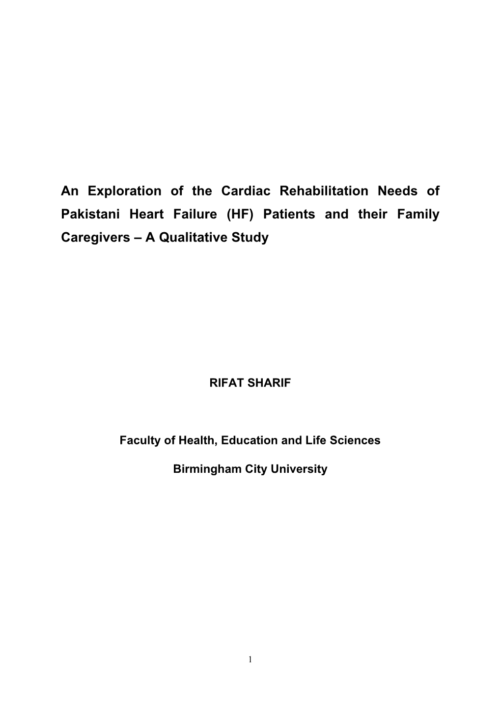 (HF) Patients and Their Family Caregivers – a Qualitative Study