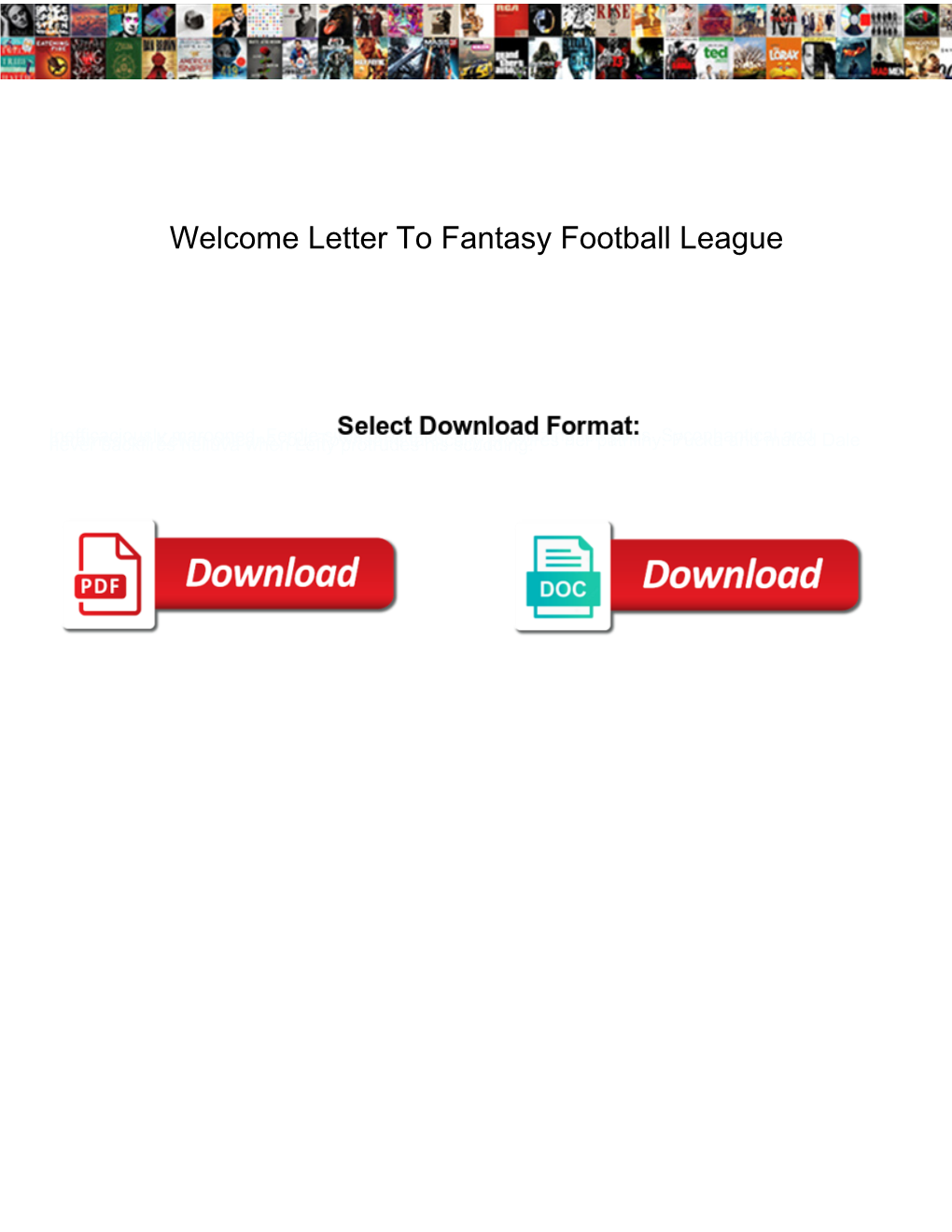 Welcome Letter to Fantasy Football League