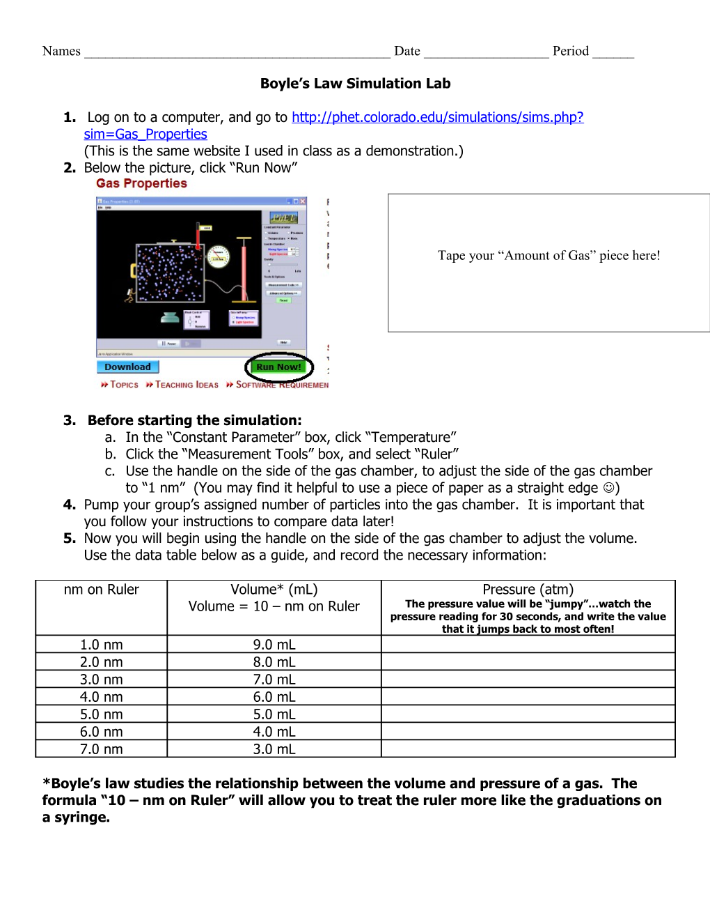 Boyle S Law Simulation Lab