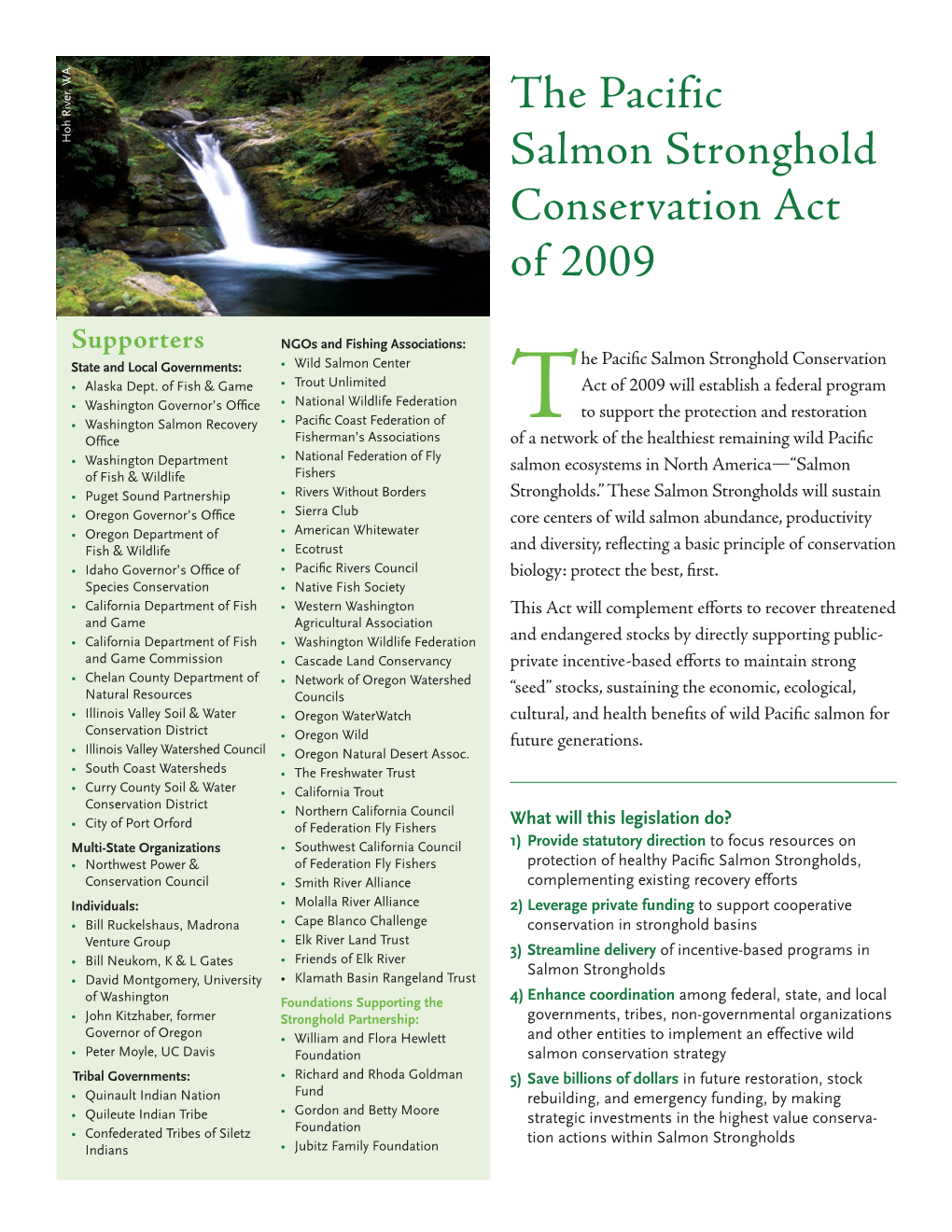 The Pacific Salmon Stronghold Conservation Act of 2009