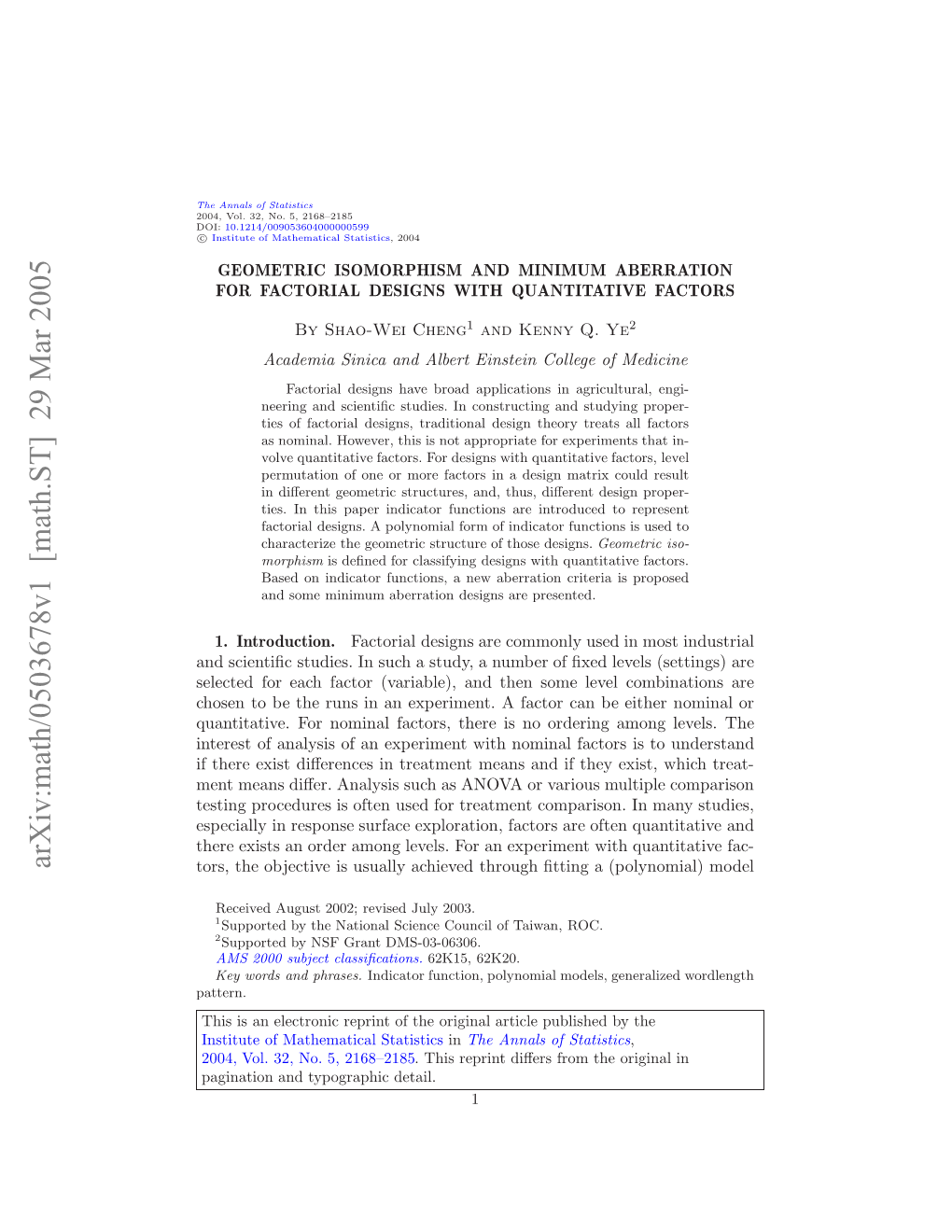 Geometric Isomorphism and Minimum Aberration for Factorial Designs with Quantitative Factors